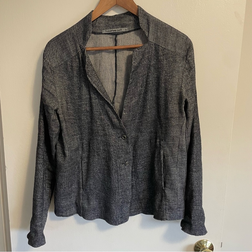 Transit Par Such Navy/Gray Linen Blend Blazer size M